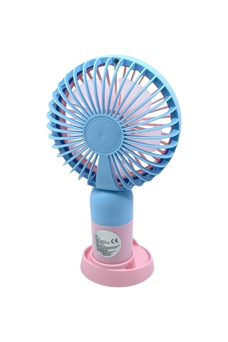 Şarjlı Taşınabilir El Pervanesi / Masa Üstü Mini Fan Mavi-pembe