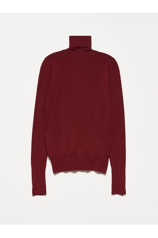 Dilvin Balıkçı Yaka Kolu Droplu Kazak-Bordo - 555888984 Bordo