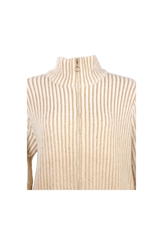 Vedi-bb Oversize Yüksek Yakalı Balon Kol Kadın Ceket - Minimalist Tarz Camel
