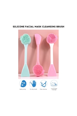 Moveevo Silikon Makyaj Fırçası Yüz Maskesi Fondöten Fırçaları Kozmetik Göz Farı Kaş Fırçası Plastik Saplı