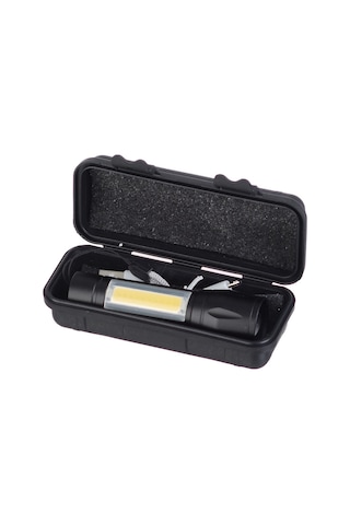 Powerdex Şarjlı Metal Su Geçirmez Xpe+ Cob Led'Li Fener Pd-5568 Siyah