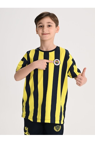 Fenerbahçe Sarı Lacivert Tribün Çubuklu Çocuk Tshirt Lacıvert-sarı