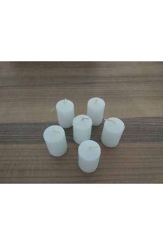 6'Lı Kokusuz Bozkurt Silindir Mum 3*6Cm Beyaz (352330318)