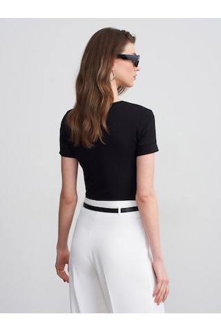 Dilvin 32637 Bisiklet Yaka T-shirt-siyah