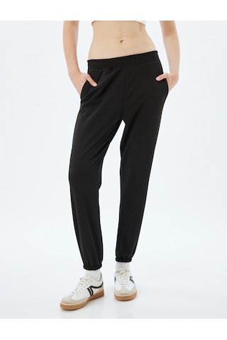 Koton Jogger Eşofman Altı Krep Scuba Kumaş Cepli Siyah 5wak30015ek Siyah