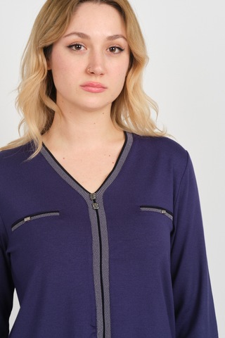 Detay Triko Kadın Süs Cepli Toka Detaylı Uzun Kol Anne Bluz 5717 Mor Mor