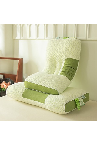 Springsun Bambu Kömürlü Lif Spa Yıkanabilir Boyun Destekli Yastık, İşlenmiş Pamuk Konforlu, Ev Ve Öğrenci Kullanıma Uygun, Yeşil Çay Rengi, 48x74 Cm 900 Gr Diğer