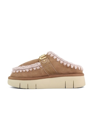 Terlik/ Panduf Ev Kadın Mu.fw531001a Pkbro Mou Bounce Clog Metal Logo Beige Suede Beige Suede Bej