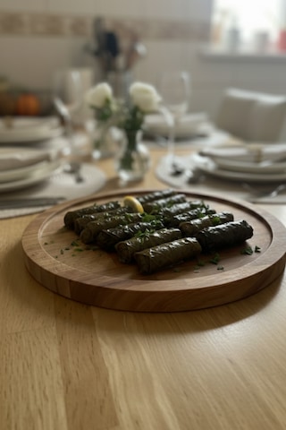 Doğal Masif Ahşap Yuvarlak Sunum Tabağı Meze Ve Tatlı Tabağı