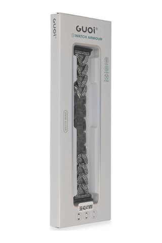 Akıllı Saat Aksesuarları Apple Uyumlu Watch 38mm Node Taşlı Kordon - Siyah