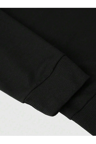 Adrift Slogan Graphic Drop Shoulder Sweatshirt Siyah Siyah
