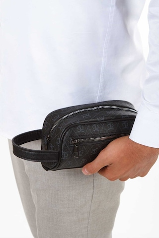 Vıatox Np- 2213 Mini Erkek Vegan Deri Portföy Clutch Traş Kozmetik Bakım Ve Günlük El Çantası Baskılı Siyah