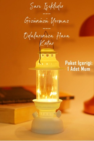 Led Mum Kamp Lambası 1 Adet - Tipi Pil Dahil Dumansız Alev Ledli Dekoratif Mum Dekor Işığı Beyaz Pt437 Beyaz