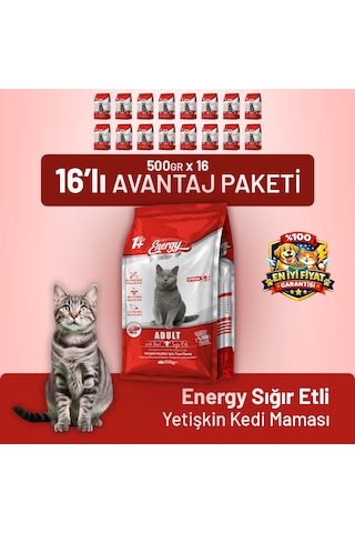 Cat Food Energy Sığır Etli Yetişkin Kedi Maması - 16 Adet