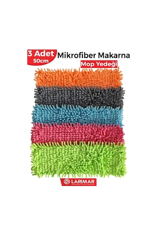 Larimar Makarna Mop Mikrofiber Yedek Paspas Temizlik Bezleri 3'lü 50 CM