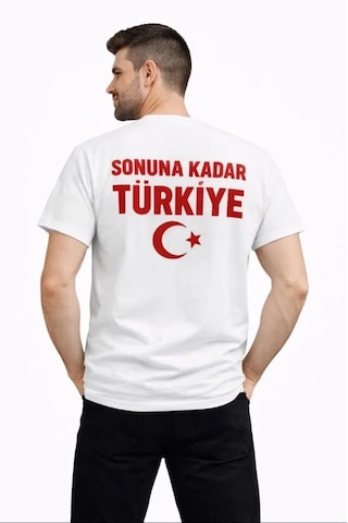 Modi Erkek Türkiye Ay Yıldız Baskılı Taraftar Forma T-shirt - Beyaz Açık Beyaz