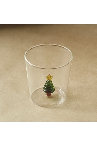 Karaca New Year Yılbaşı Boise Çam Ağacı Detaylı Su Bardağı Şeffaf