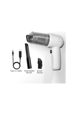 Jeemson 100w 9kpa Güçlü Emme, 2 Uçlu, Kablosuz El Tipi, Ev/araç/ofis Temizliği, Beyaz Mini Süpürge