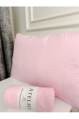 Pembe Ranforce Lastikli Fitted Çarşaf Takımı Çift Kişilik 160x200