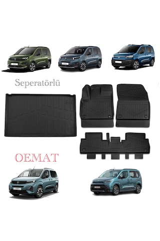 Peugeot Rifter & Citroen Berlingo & Fiat Doblo & Opel Combo E & Toyota Proace City Havuzlu Paspas Ve Bagaj Havuzu Seperatörsüz