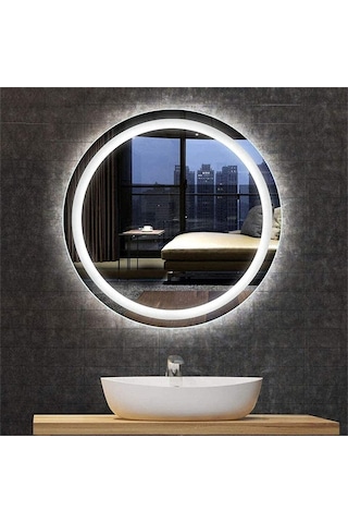 70 CM Kumlamalı Ledli Yuvarlak Ayna Banyo Aynası Dekoratif Ayna B