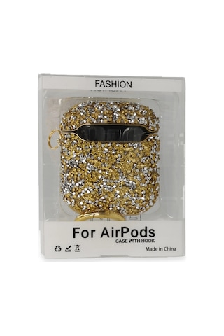 Newface - 677 - Apple Airpods Uyumlu 2 2.nesil Mira Taşlı Kılıf - Kmrsfres - - Gold