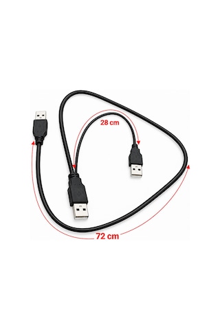 Harici Disk Hdd Harddisk Usb Y Kablo 3 Uçlu Veri Bağlantı