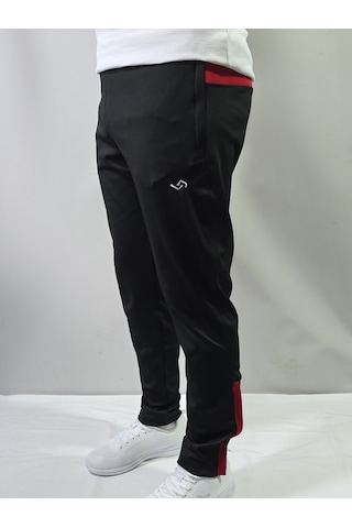 Jump Erkek Dalgıç/scuba Slim Fit Fermuarlı Paça Eşofman Altı Siyah/kırmızı