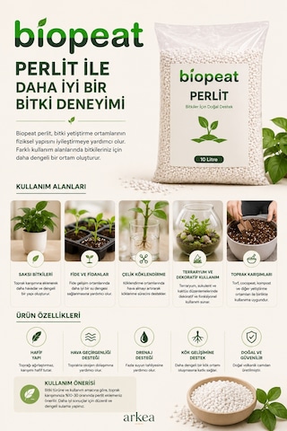 Perlit 10 Litre Toprak Düzenleyici Hava Geçirgenliği Ve Drenaj Destekleyici Perlit 1000