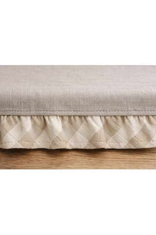 Faralya Life Ekose Fırfırlı Runner 45x140 Cm Pamuklu Masa Runner Dekoratif Masa Örtüsü Koyu Gri