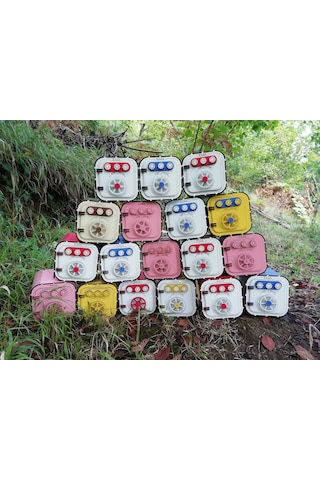 Ahşap Kumbara Şifreli Kasa Kırmızı-Beyaz 12*12,5*13Cm