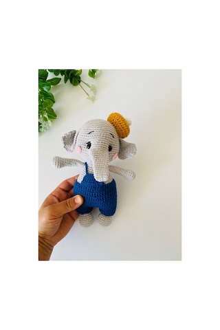 Adenya Sepeti Amigurumi Fil Oyun Arkadaşı Eddie Elephant Gri