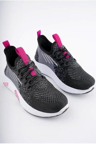 Tutinom 507-24 Triko Sneaker Kız Çocuk Ayakkabı Siyah Pembe 26-30 Siyah