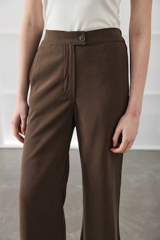 Molene Kahverengi Bol Paça Basic Pantolon
