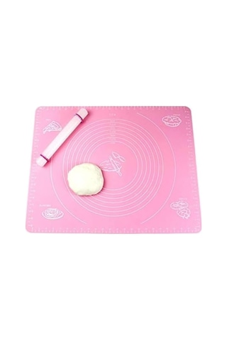 Büyük Boy Silikon Hamur Açma Matı 65x45 Cm Pembe