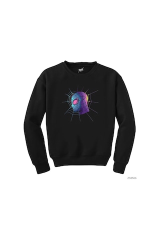 Spiderman Spider Web Siyah Sweatshirt Siyah