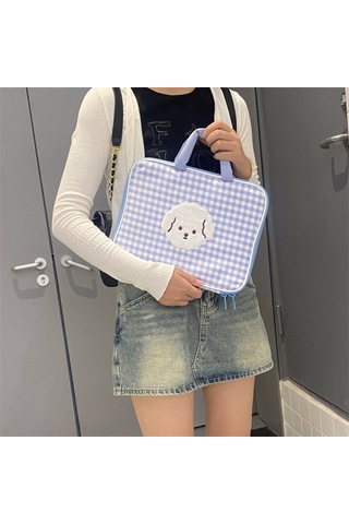 14 İnç Dizüstü Bilgisayar Çantası Gztk-2901 Karikatür Nakış Tarzı Çanta Açık Mavi