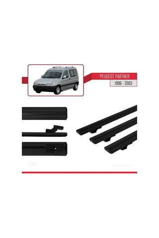 Peugeot Partner 1996-2003 Arası İle Uyumlu Basic Model Ara Atkı Tavan Barı Siyah 3 Adet