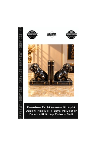 Premium Ev Aksesuarı Kitaplık Düzeni Hediyelik Eşya Polyester Dekoratif Kitap Tutucu Seti