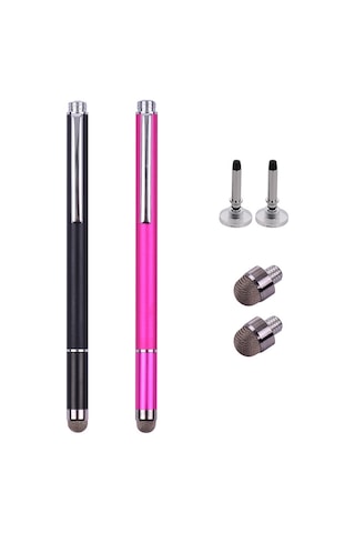 Singree Evrensel 2si 1 Arada Stylus Kalem Fiber Uçlu Disk Uçlu Hassas Dokunmatik Tüm Kapasitif Cihazlar Siyah Pembe 2li Paket
