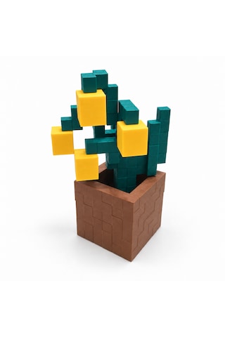 Piksel İnci Çiçeği Biblo - 3d Baskı, Minecraft Esintili Sarı