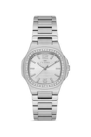 Ferro Quartz Çelik Gri 32 Mm Kadın Kol Saati Gri - Kırmızı