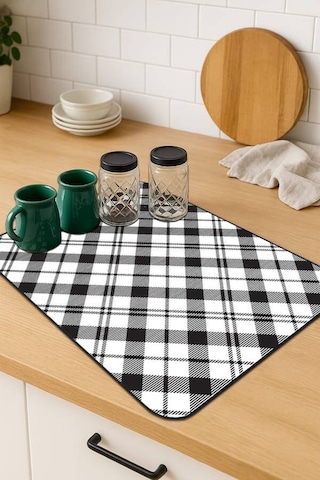 Siyah Ekoseli Microfiber Bulaşık Kurutma Kurulama Matı Mm004n11