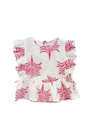 Kız Bebek Desenli Pamuklu Bluz-14535 Pembe