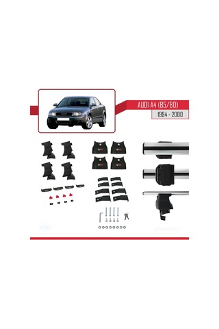 Audi A4 B5/8d 1994-2000 Arası İle Uyumlu Ace-4 Ara Atkı Tavan Barı Gri