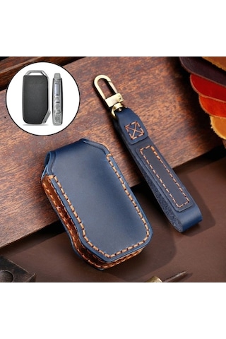 Novahub Kia Sportage Uyumlu Hallmo Deri Anahtar Koruyucu Kılıfı, Mavi