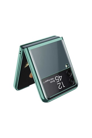 Samsung Uyumlu Galaxy Z Flip 3 Kılıf Zore Kıpta Kapak Koyu Yeşil