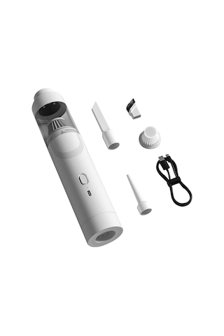 Amigaelegant Kablosuz Araba Elektrikli Süpürgesi Yüksek Emiş Üfleme Hava Çıkarma Beyaz