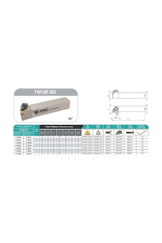 Twlnr-20x20-k08 Dış Çap Tornalama Kateri