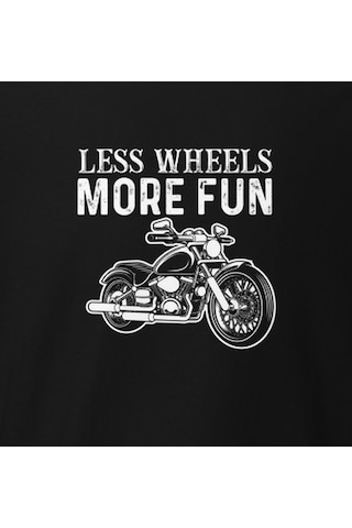 Wildstyle Less Wheels More Fun Motosiklet Vintage Özgürlük Baskılı Unisex Bisiklet Yaka Pamuklu Tişört - Siyah